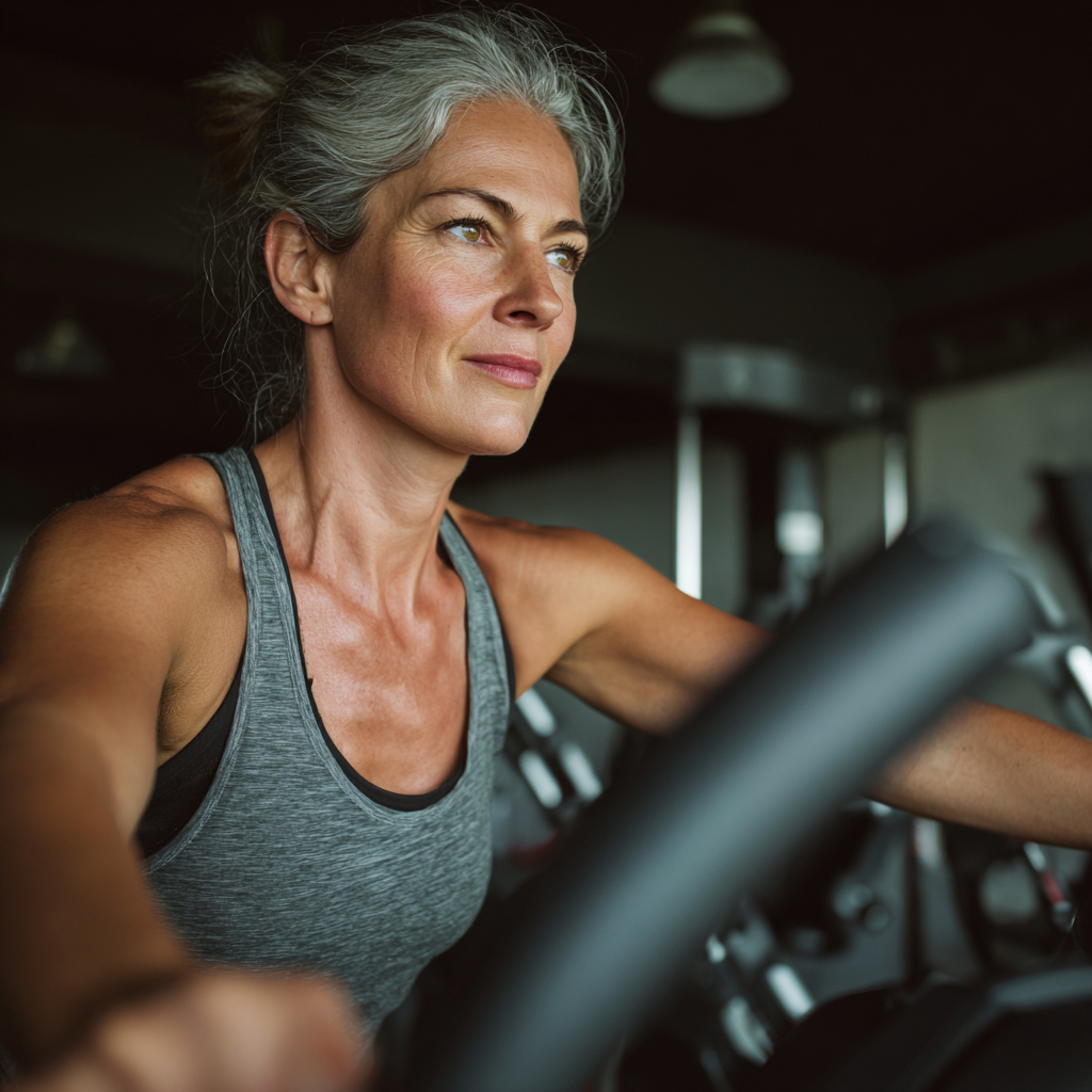 Satisfied client at cardio training